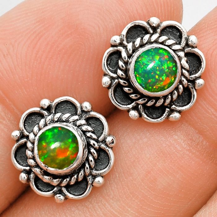 Ethiopian Opal Stud Earrings EXE01849 E-1121, 5x5 mm