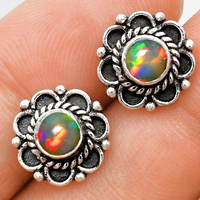 Ethiopian Opal Stud Earrings EXE01851 E-1121, 5x5 mm