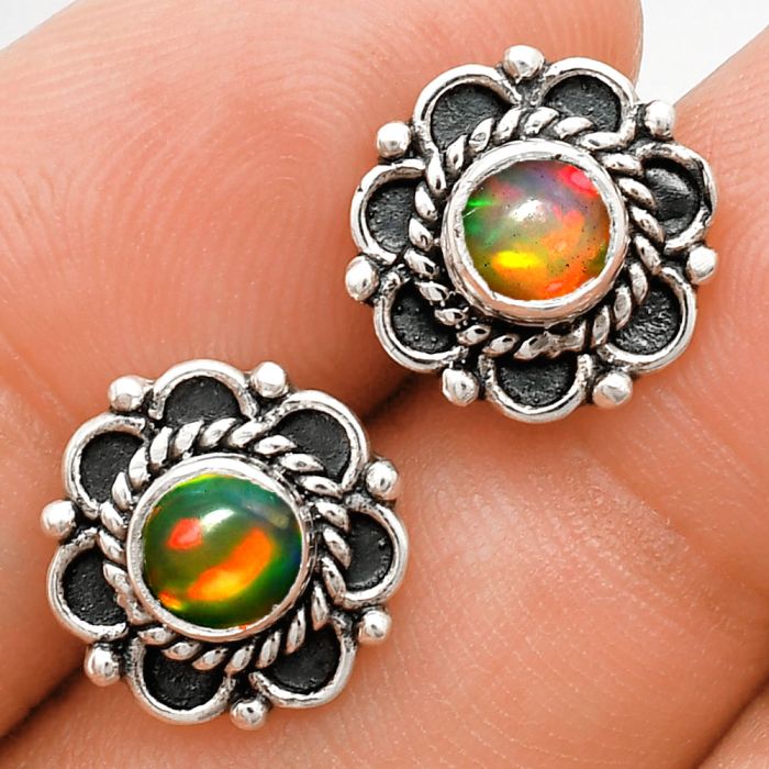 Ethiopian Opal Stud Earrings EXE01852 E-1121, 5x5 mm