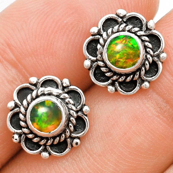 Ethiopian Opal Stud Earrings EXE01854 E-1121, 5x5 mm