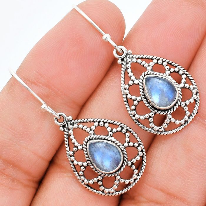 Rainbow Moonstone Earrings EXE01889 E-1251, 6x8 mm