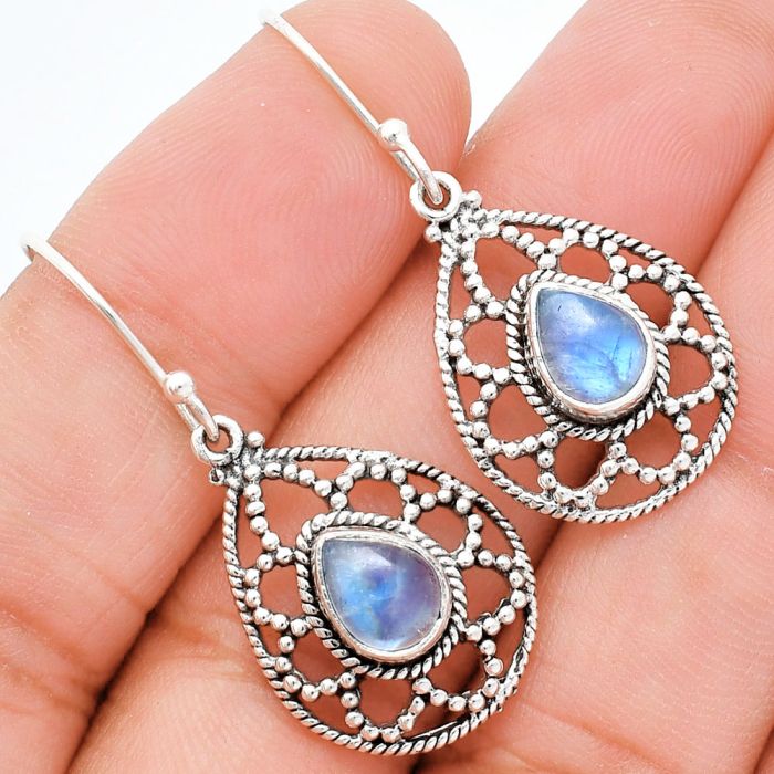 Rainbow Moonstone Earrings EXE01891 E-1251, 6x8 mm