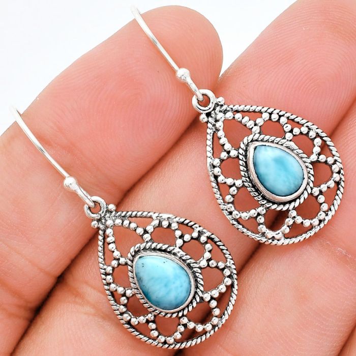 Larimar (Dominican Republic) Earrings EXE01909 E-1251, 6x8 mm