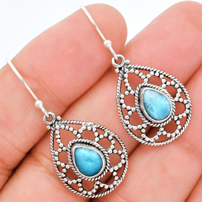 Larimar (Dominican Republic) Earrings EXE01912 E-1251, 6x8 mm