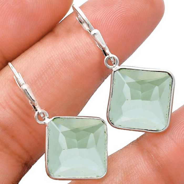 Prasiolite (Green Amethyst) Earrings EXE02144 E-1254, 13x13 mm