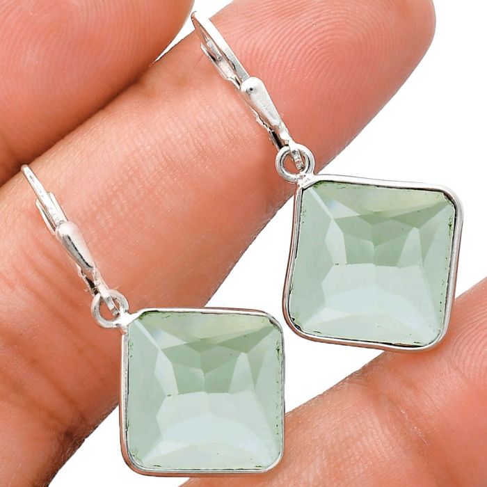 Prasiolite (Green Amethyst) Earrings EXE02147 E-1254, 13x13 mm