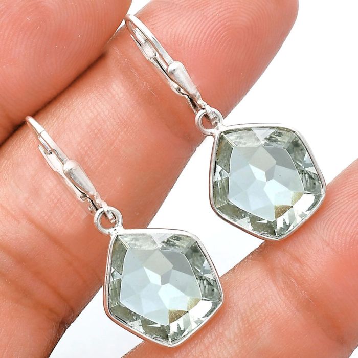 Prasiolite (Green Amethyst) Earrings EXE02152 E-1254, 13x14 mm