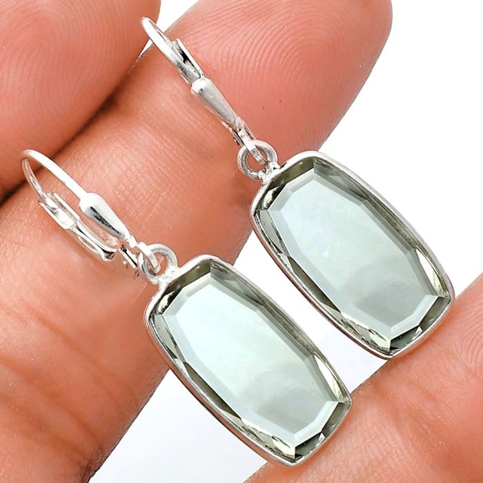 Prasiolite (Green Amethyst) Earrings EXE02165 E-1254, 9x17 mm