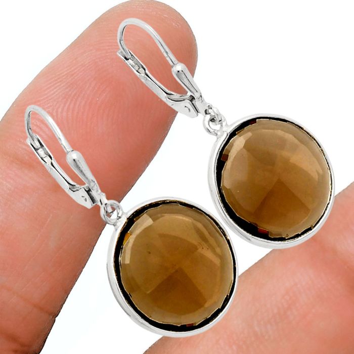 Smoky Quartz Earrings EXE02200 E-1254, 16x16 mm