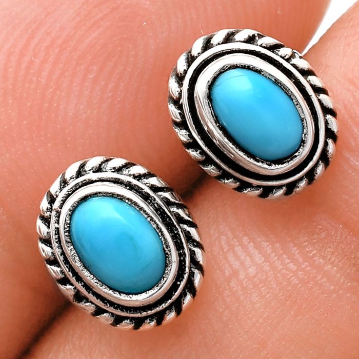 Stud - Sleeping Beauty Turquoise Earrings EXE02201 E-1245, 6x4 mm