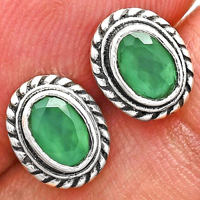 Stud - Green Onyx Earrings EXE02263 E-1245, 6x4 mm