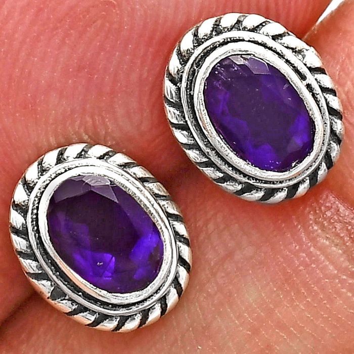 Stud - Amethyst Earrings EXE02299 E-1245, 6x4 mm