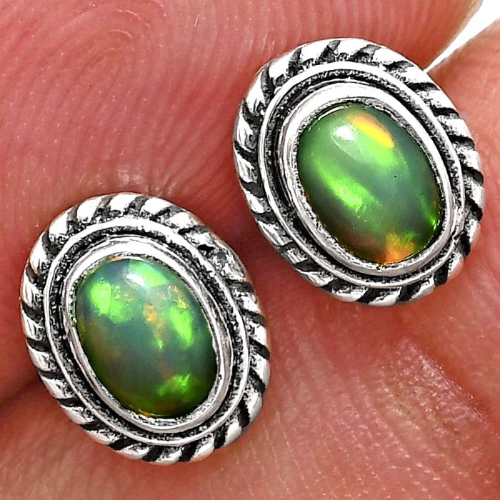 Stud - Ethiopian Opal Earrings EXE02352 E-1245, 6x4 mm