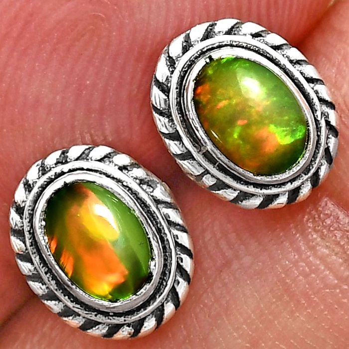 Stud - Ethiopian Opal Earrings EXE02355 E-1245, 6x4 mm