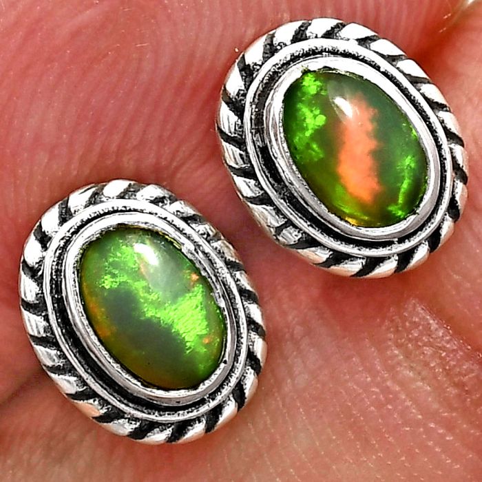 Stud - Ethiopian Opal Earrings EXE02356 E-1245, 6x4 mm