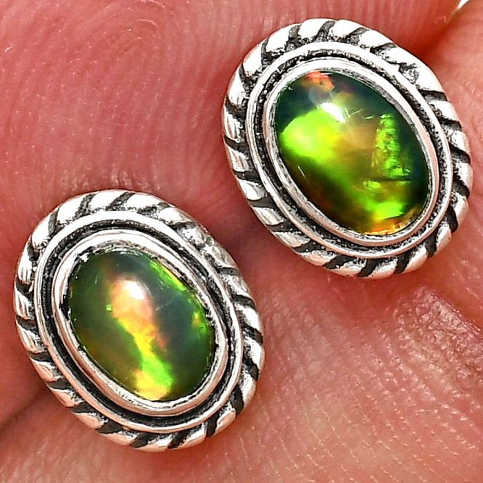 Stud - Ethiopian Opal Earrings EXE02357 E-1245, 6x4 mm