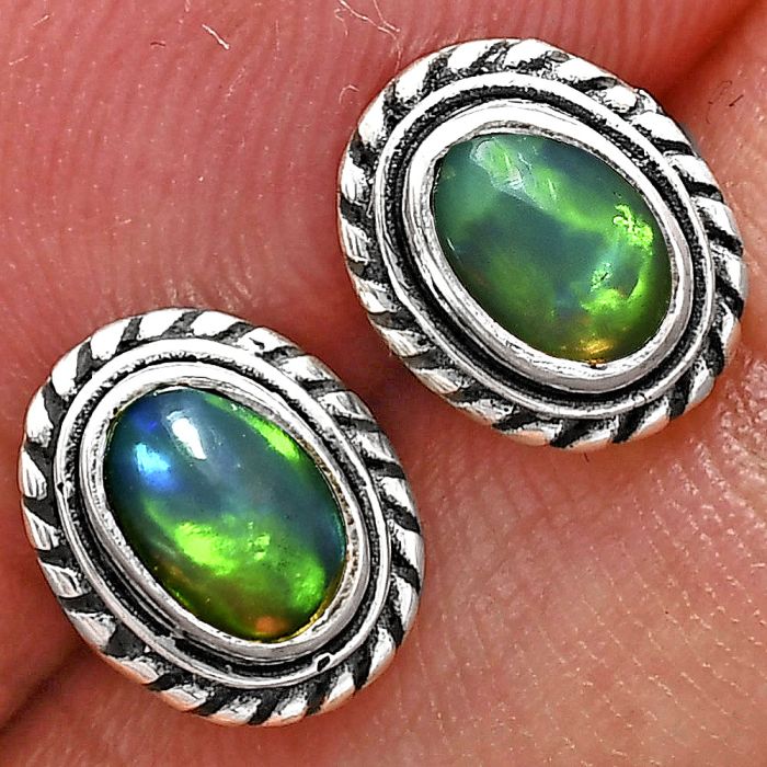 Stud - Ethiopian Opal Earrings EXE02359 E-1245, 6x4 mm