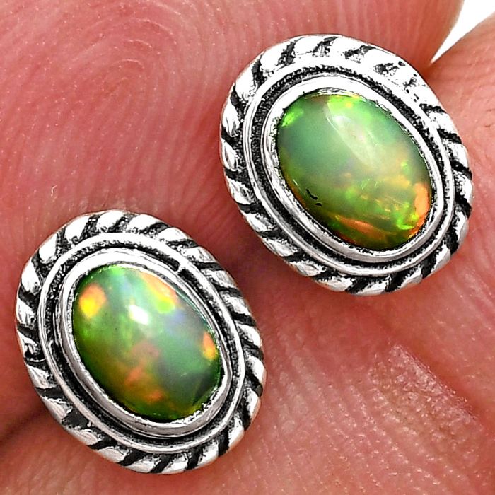 Stud - Ethiopian Opal Earrings EXE02361 E-1245, 6x4 mm