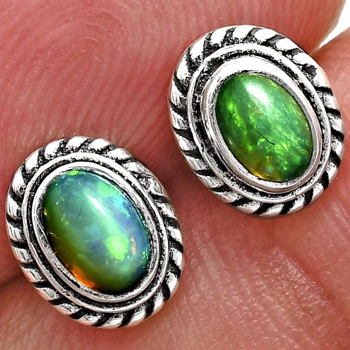 Stud - Ethiopian Opal Earrings EXE02364 E-1245, 6x4 mm