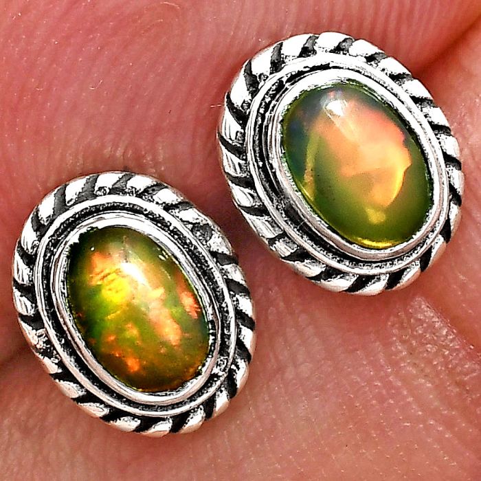 Stud - Ethiopian Opal Earrings EXE02368 E-1245, 6x4 mm