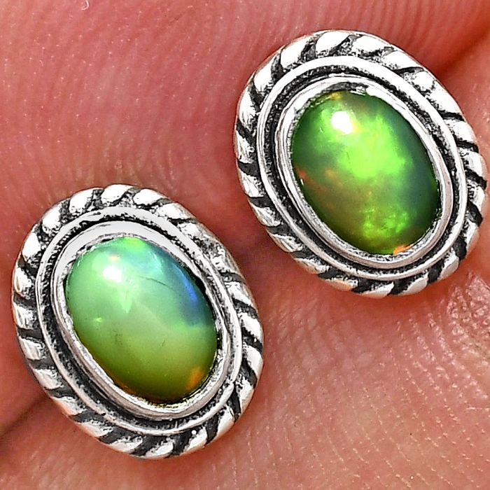 Stud - Ethiopian Opal Earrings EXE02369 E-1245, 6x4 mm