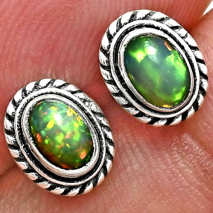 Stud - Ethiopian Opal Earrings EXE02370 E-1245, 6x4 mm