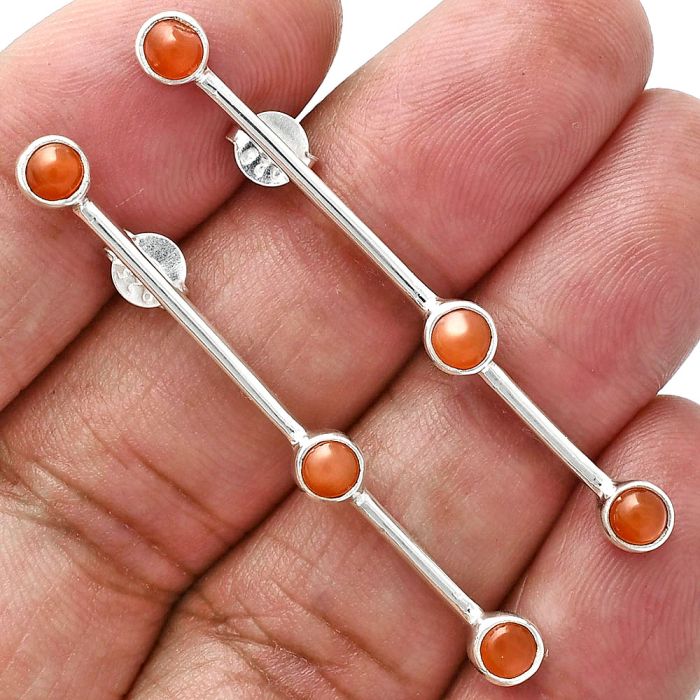 Carnelian Earrings EXE02372 E-1255, 4x4 mm