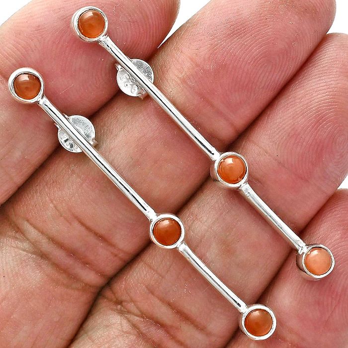 Carnelian Earrings EXE02373 E-1255, 4x4 mm