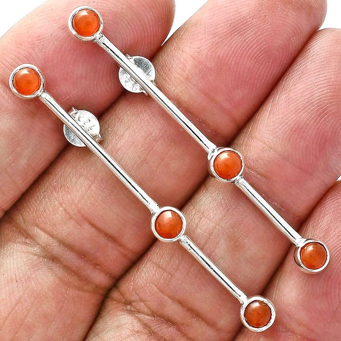 Carnelian Earrings EXE02375 E-1255, 4x4 mm