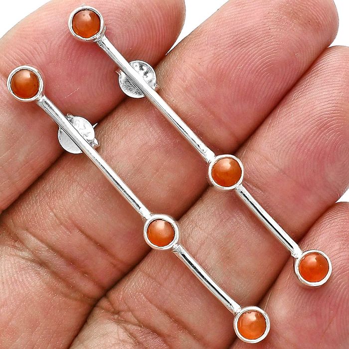 Carnelian Earrings EXE02376 E-1255, 4x4 mm