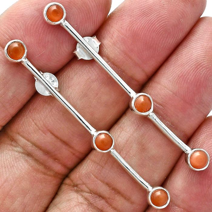 Carnelian Earrings EXE02377 E-1255, 4x4 mm