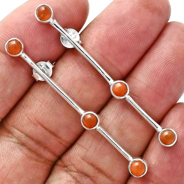 Carnelian Earrings EXE02378 E-1255, 4x4 mm