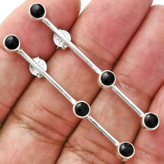 Black Onyx Earrings EXE02381 E-1255, 4x4 mm