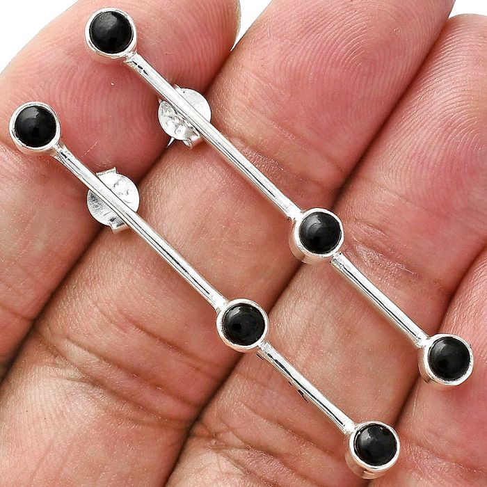 Black Onyx Earrings EXE02382 E-1255, 4x4 mm