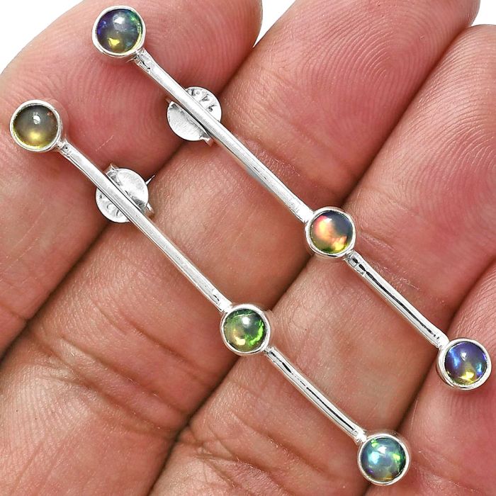 Ethiopian Opal Earrings EXE02405 E-1255, 4x4 mm