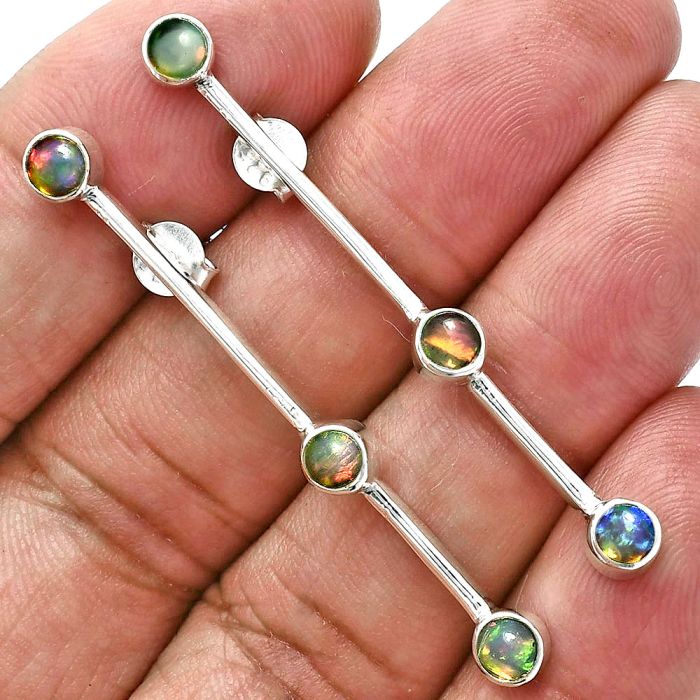 Ethiopian Opal Earrings EXE02406 E-1255, 4x4 mm