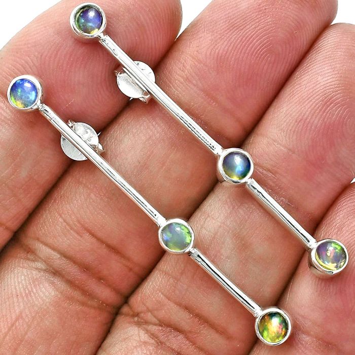 Ethiopian Opal Earrings EXE02407 E-1255, 4x4 mm