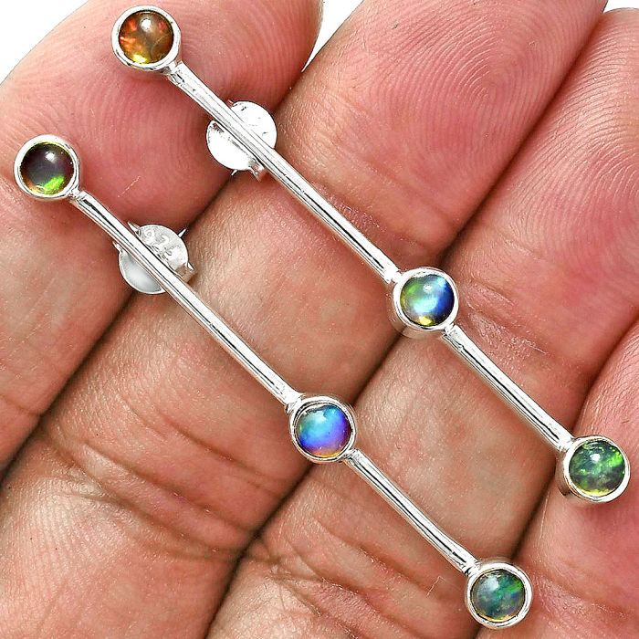 Ethiopian Opal Earrings EXE02409 E-1255, 4x4 mm