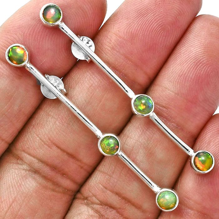 Ethiopian Opal Earrings EXE02410 E-1255, 4x4 mm