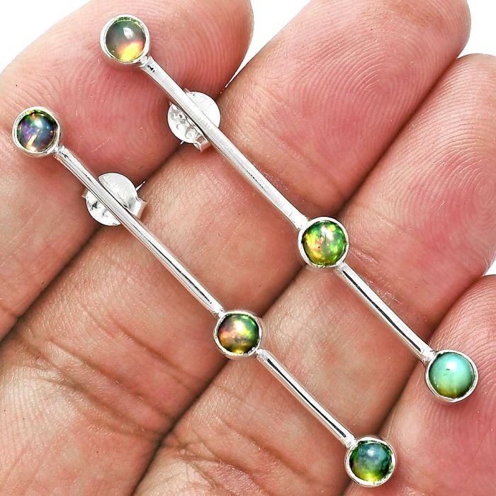 Ethiopian Opal Earrings EXE02412 E-1255, 4x4 mm