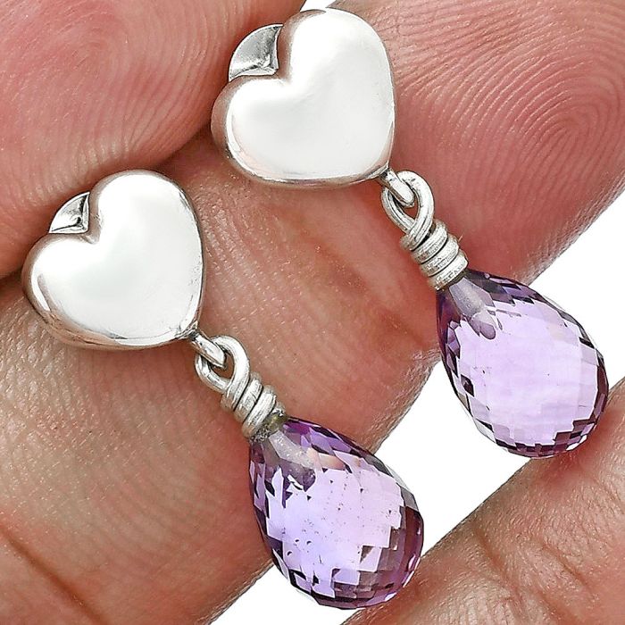 Heart - Amethyst Drop Earrings EXE02525 E-1257, 7x10 mm