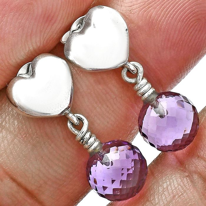 Heart - Amethyst Ball Earrings EXE02529 E-1257, 8x8 mm