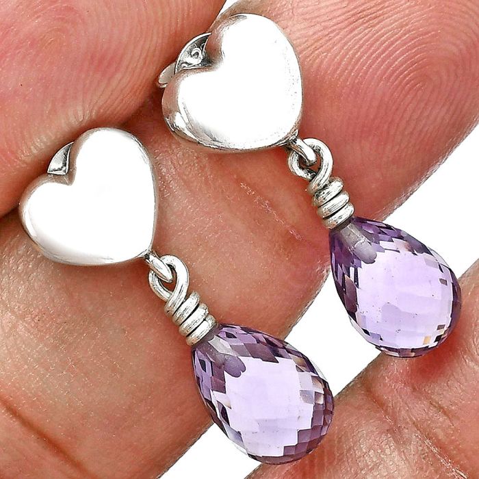 Heart - Amethyst Drop Earrings EXE02530 E-1257, 7x10 mm