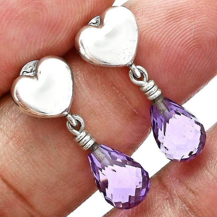 Heart - Amethyst Drop Earrings EXE02535 E-1257, 7x10 mm