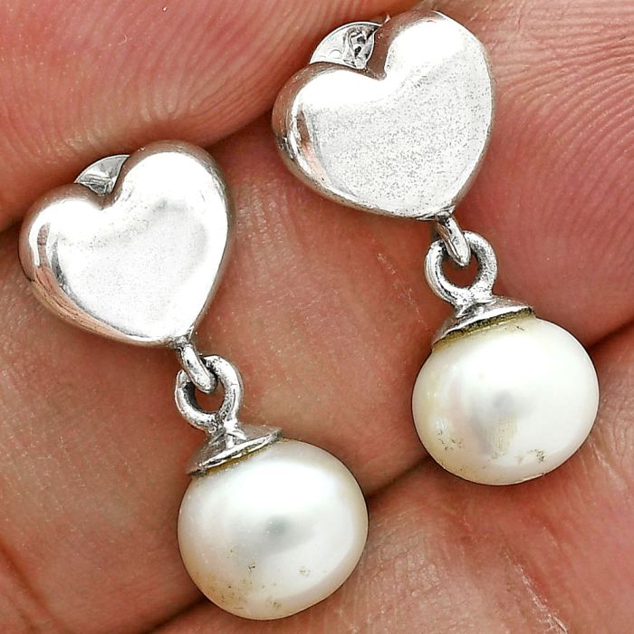 Heart - Natural Fresh Water Pearl Earrings EXE02571 E-1258, 7x7 mm