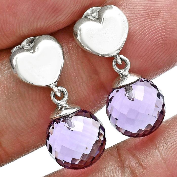 Heart - Heart - Amethyst Ball Earrings EXE02593 E-1258, 10x10 mm