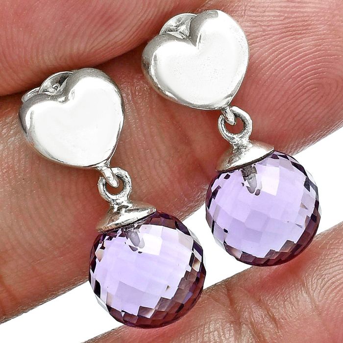 Heart - Amethyst Ball Earrings EXE02595 E-1258, 10x10 mm