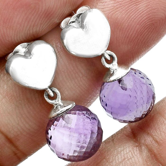 Heart - Amethyst Ball Earrings EXE02596 E-1258, 10x10 mm