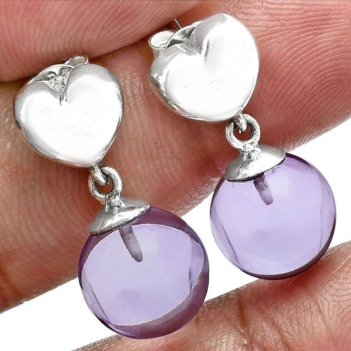 Heart - Amethyst Ball Earrings EXE02597 E-1258, 11x11 mm