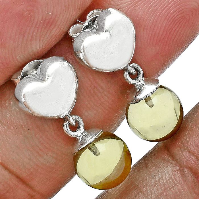 Heart - Green Gold Earrings EXE02611 E-1258, 8x8 mm